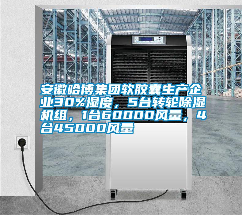 安徽哈博集團軟膠囊生產企業30%濕度，5臺轉輪除濕機組，1臺60000風量，4臺45000風量