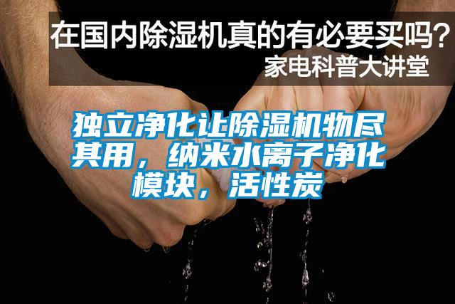 獨立凈化讓除濕機物盡其用，納米水離子凈化模塊，活性炭