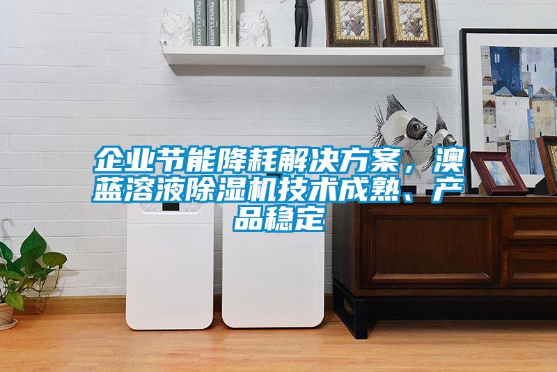 企業節能降耗解決方案，澳藍溶液除濕機技術成熟、產品穩定