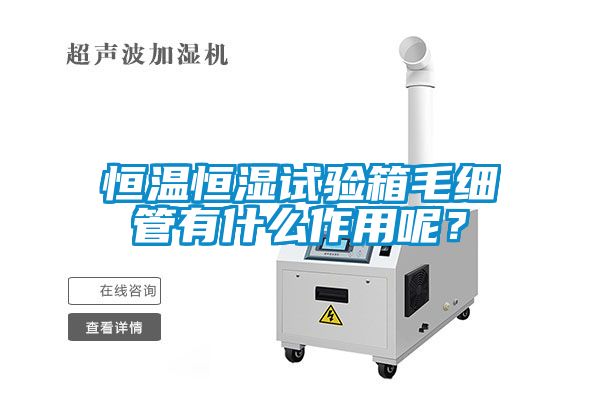 恒溫恒濕試驗箱毛細管有什么作用呢？