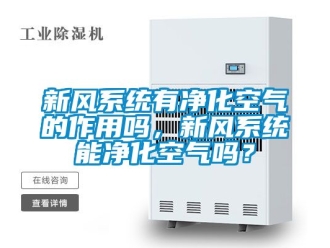 企業新聞新風系統有凈化空氣的作用嗎，新風系統能凈化空氣嗎？